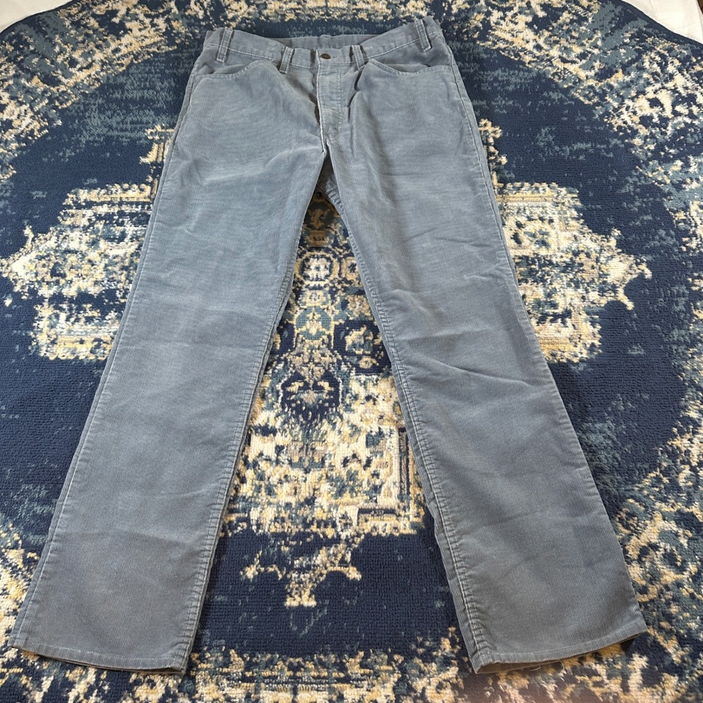 Levis 80's Vintage Corduroy Pants Mens 36x32 Blue grey Straight Leg White Tab